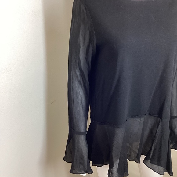 EUC Theory Black Sheer Women's Top Large - Picture 4 of 7